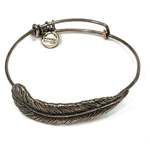 Alex and Ani Feather Charm Bracelet Silver Finish - Expands 2"- 3.5"